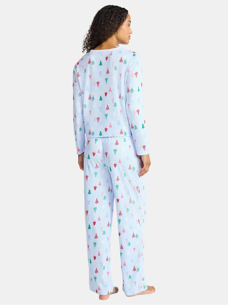 Christmas Women's and Women's Plus Long Sleeve Top and Wide Leg Pants Pajama Set from Holiday Tim... | Walmart (US)