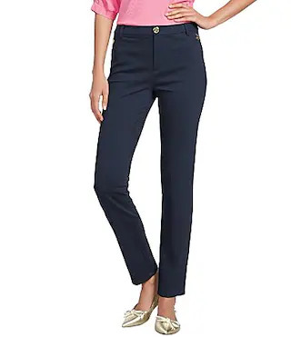 Lilly Pulitzer Ana Stretch Double Cloth High-Rise Straight Leg Ankle Jeans -  10 | Dillard's