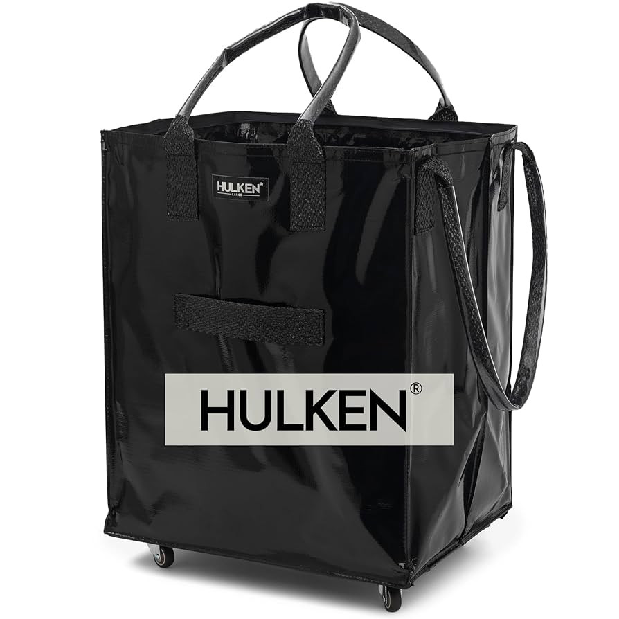 Large, Black - Reusable Grocery Bag On Wheels, Shopping Trolley, Rolling Tote, Zipper Closure, Li... | Amazon (US)