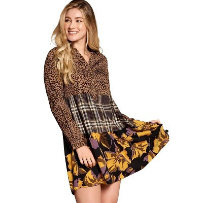 Slickblue Trendy Cheetah Print Shirt Dress for Women – Button-Down Mixed Print Style – Perfect for Casual Looks, M | Target