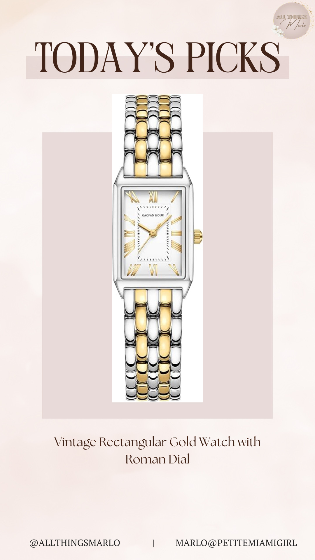 Vintage Rectangular Gold Watch with Roman Dial 

 #LTKGiftGuide #LTKHoliday #LTKSeasonal