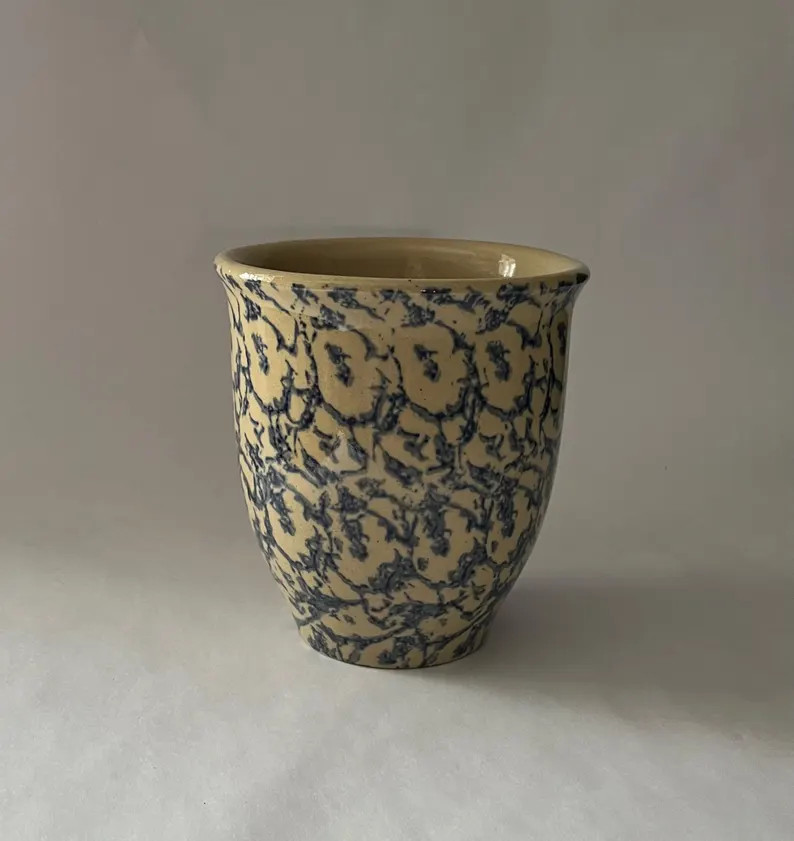 Vintage Roseville USA 1 Qt Kitchen Crock Vase Robinson Ransbottom Pottery Blue Spongeware | Etsy (US)