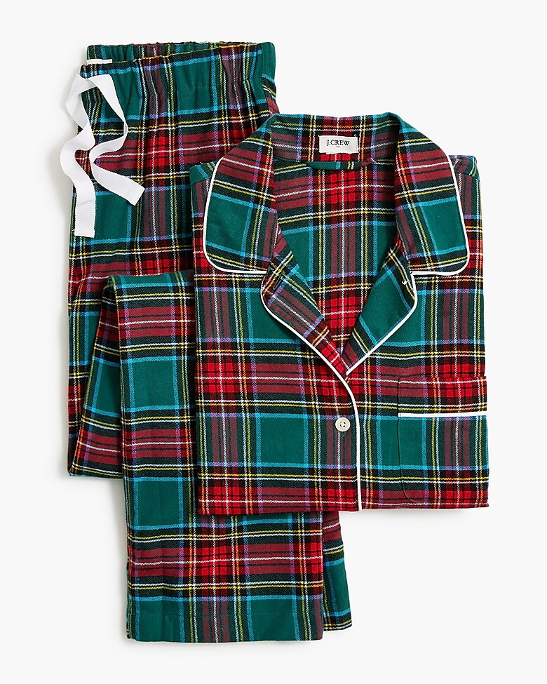 Long-sleeve tartan flannel pajama set | J.Crew Factory