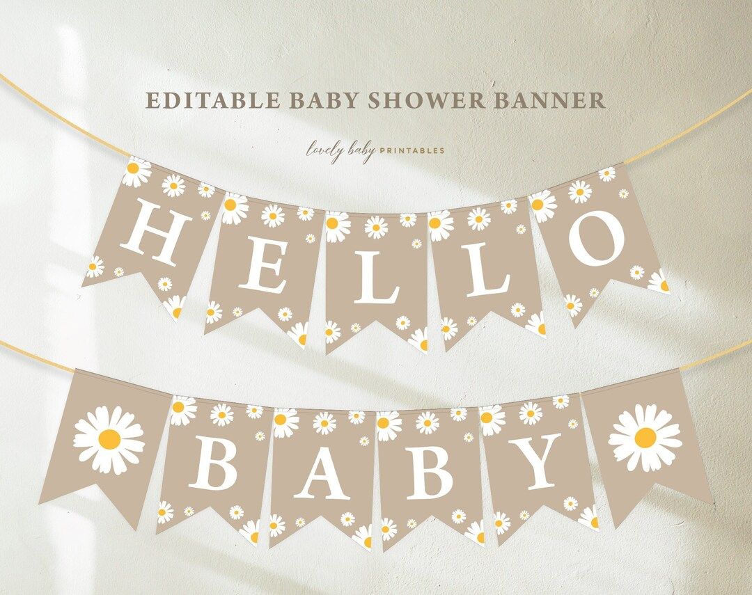 Baby Shower Party Banner, Hello Baby Daisy, Baby in Bloom, Boho Floral Retro, Oh Baby Printable B... | Etsy (US)