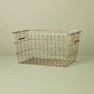 Medium Rectangular Brass Wire Storage Basket - Hearth & Hand™ with Magnolia | Target