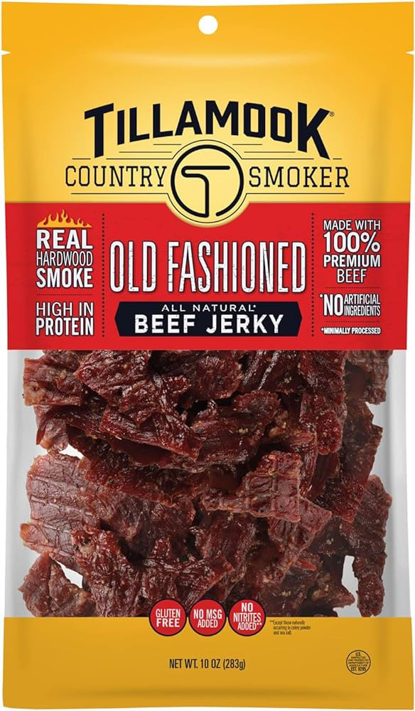 Tillamook Country Smoker Real Hardwood Smoked Beef Jerky, Old Fashioned, 10 Ounce | Amazon (US)