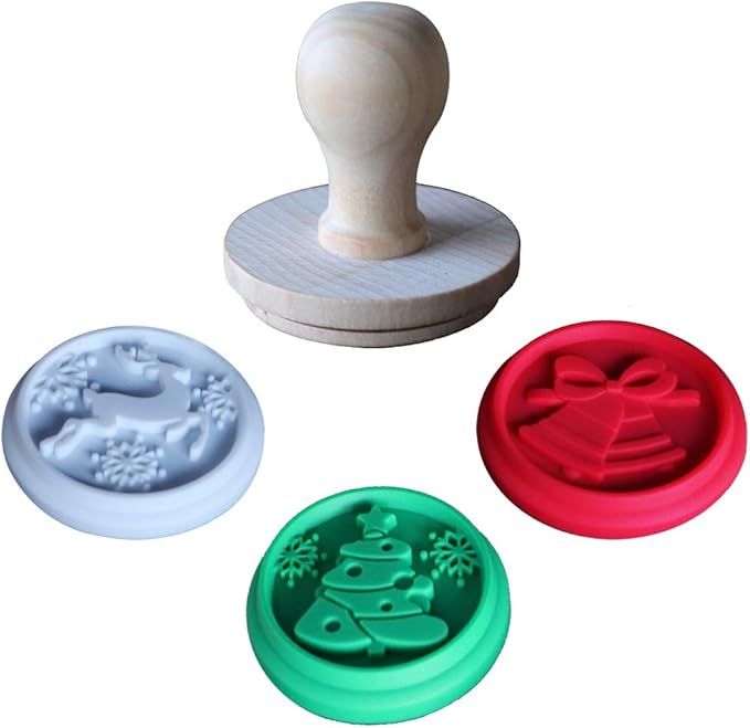 Christmas Silicone Cookie Stamps - Set of 3 Heat Resistant Stamps Include Christmas Bell, Reindee... | Amazon (US)