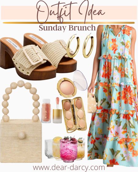 #ootd 

Summer Social Season 
Brunch idea

This darling floral tiered  maxi dress
Beautiful and summer perfection 

Steve Madden raffia  with buckle and wooden heel 

A darling raffia Cult Gaia bag the perfect statement to finish off your look 

Get that summer glow 
With some Tarte favorites, still lip plumper 

Gold hoops add a perfect finishing touch 
Classic and perfect to let the dress bag and shoes shine.

The best drinking glasses perfect for brunch cocktails

#ootd #gardenparty #brunch #summerlook 


#LTKStyleTip #LTKParties