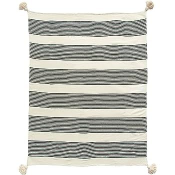 Creative Co-op Cream Cotton & Chenille Woven Black Stripes & Tassels Blankets and Throws | Amazon (US)