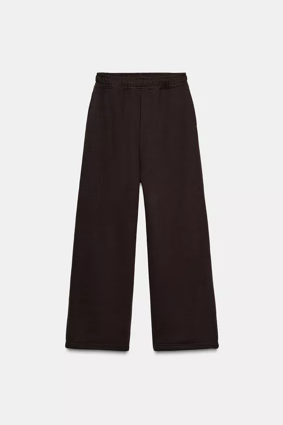 BASIC STRAIGHT PLUSH TROUSERS WITH ADJUSTABLE HEM | Zara US