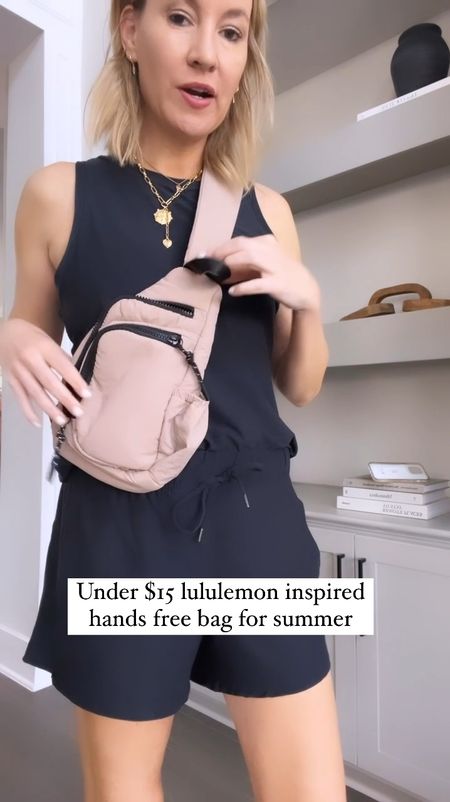 Under $15 lululemon inspired hand free bag from @walmartfashion ! So cute! Also comes in all black ! Also linking up my butter luxe material Walmart tank and shorts! Both under $7!!!!! Size up one size in the shorts ! #walmartpartner #walmartfashion 

#LTKsalealert #LTKActive #LTKfindsunder50