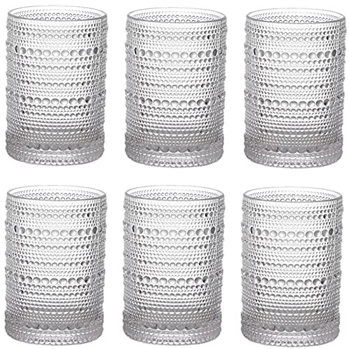 Amazon.com | ZOOFOX Set of 6 Vintage Drinking Glasses, 13 oz Clear Hobnail Glasses Tumbler, Embos... | Amazon (US)