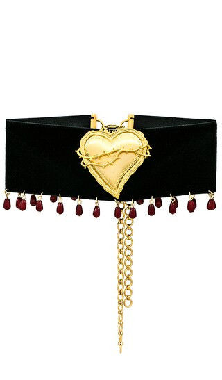 X Mirror Palais Bleeding Sacred Heart Choker in Velvet & Gold | Revolve Clothing (Global)