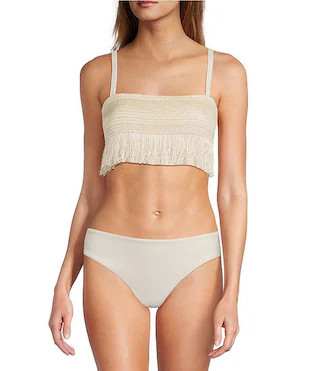 Antonio Melani Fringe Detail Bandeau Swim Top & Solid Classic Hipster Swim Bottom | Dillard's | Dillard's