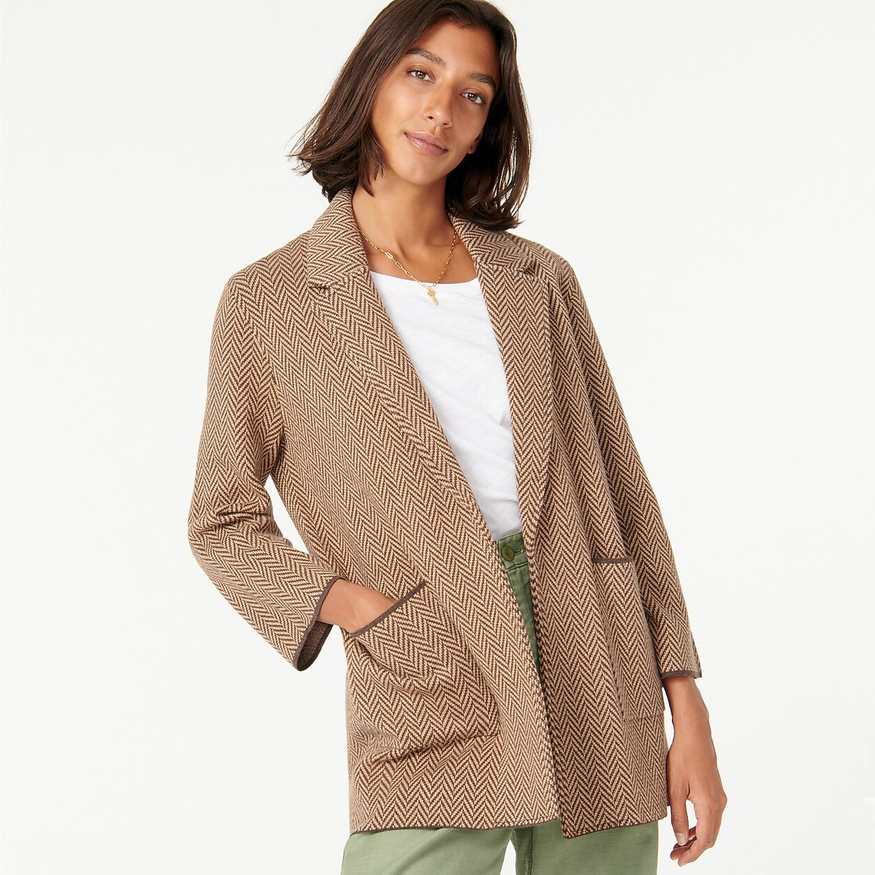 Sophie open-front sweater-blazer in chevron | J. Crew US