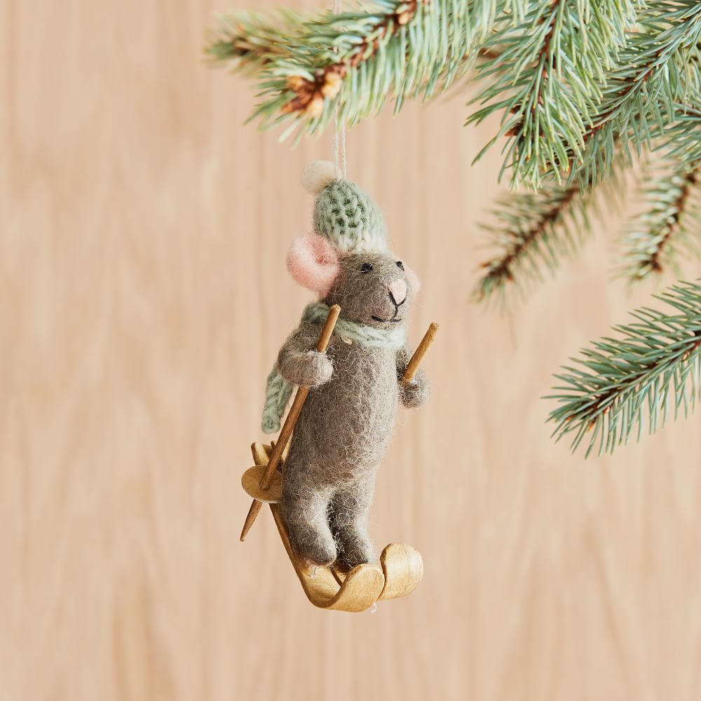 Felt Critter Ornament, Messenger Bag Hat Mouse | West Elm (US)