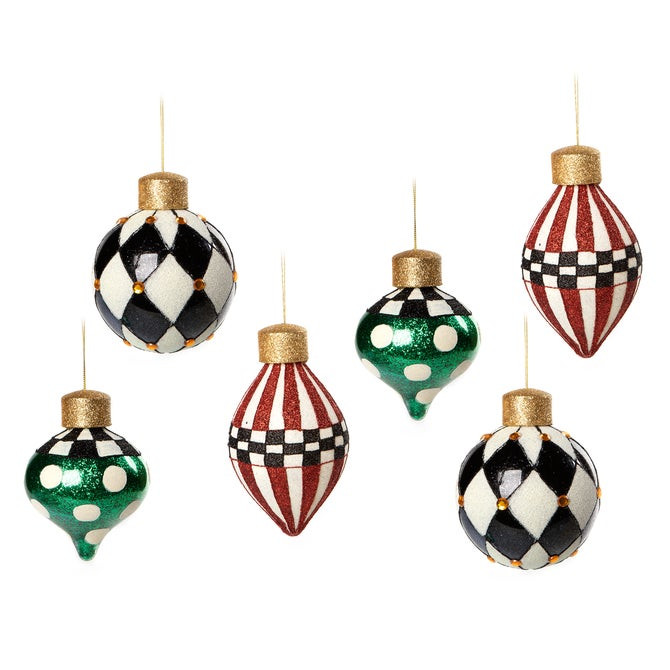 Jolly Assorted Glass Ornaments, Set of 6 | MacKenzie-Childs