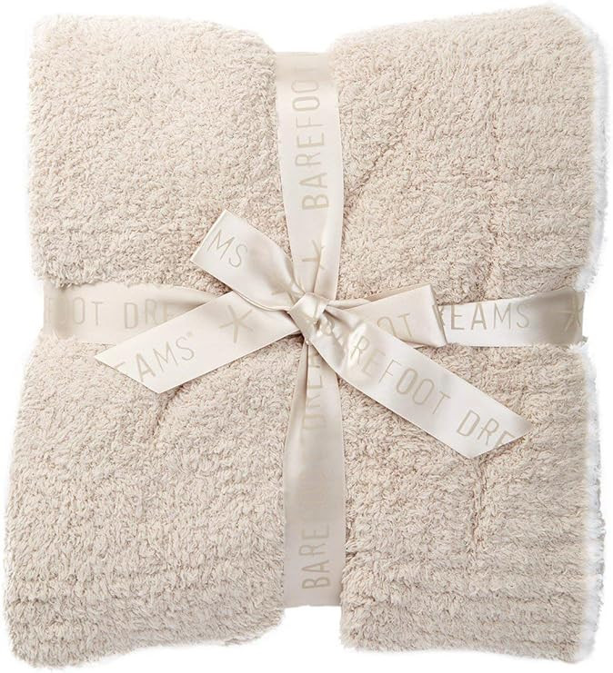 Barefoot Dreams Contrast Trim Throw Blanket 45" x 60" (Stone/White) | Amazon (UK)