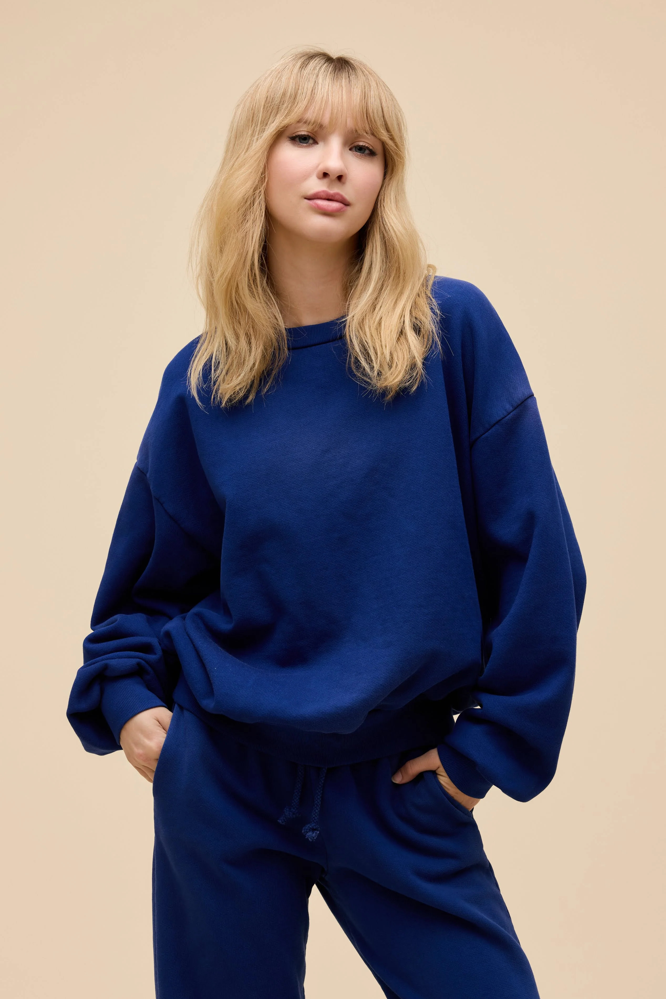 Solid Oversized Crew Sweatshirt | Daydreamer