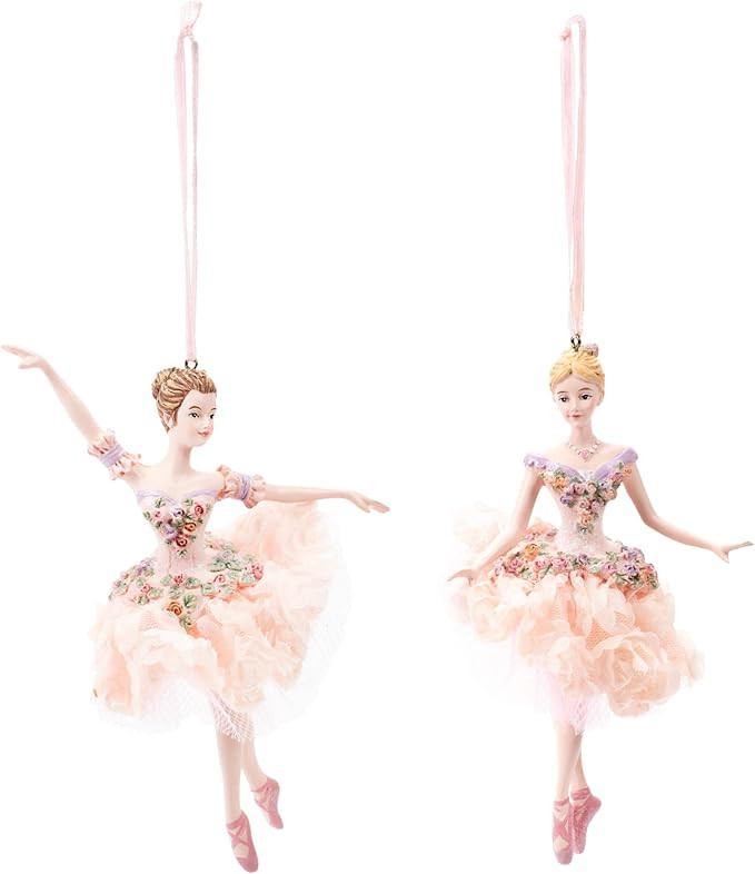 Blush Pink Ballerina Ornaments, 2 Assorted | Amazon (US)
