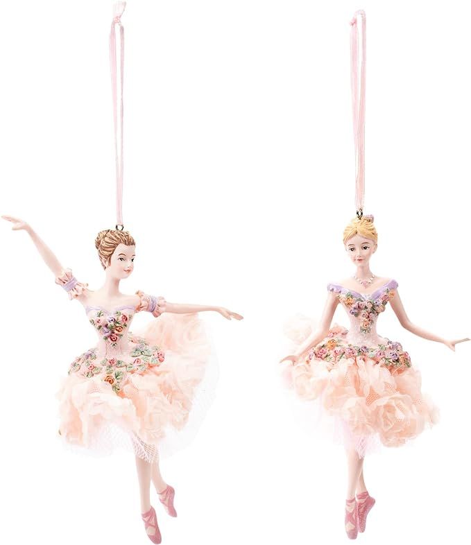 Blush Pink Flower Ballerina Set of 2 Ornaments | Amazon (US)
