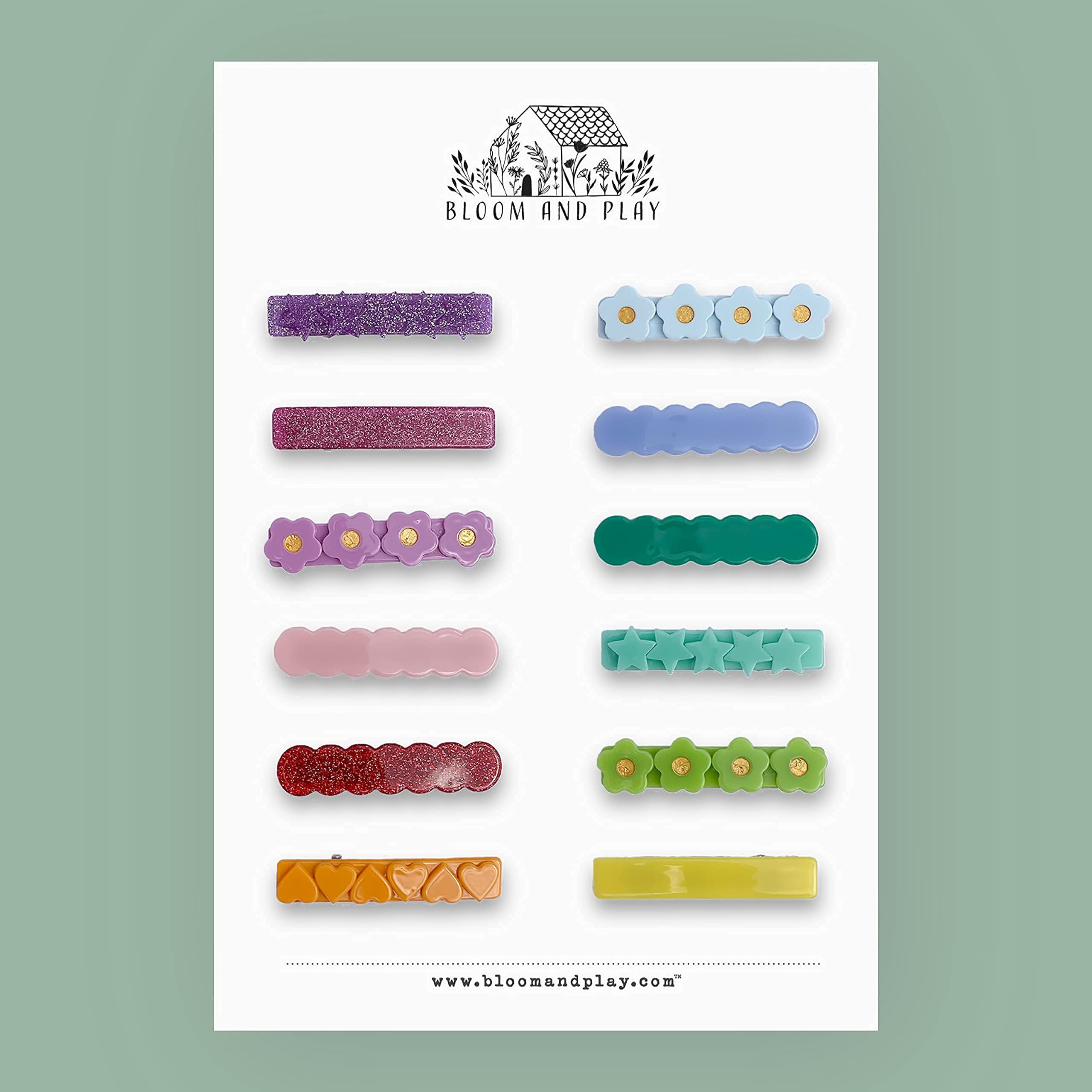 Hair clip accessories for girls - Assorted mix of colorful flower daises, heart, glitter stars, wave | Amazon (US)