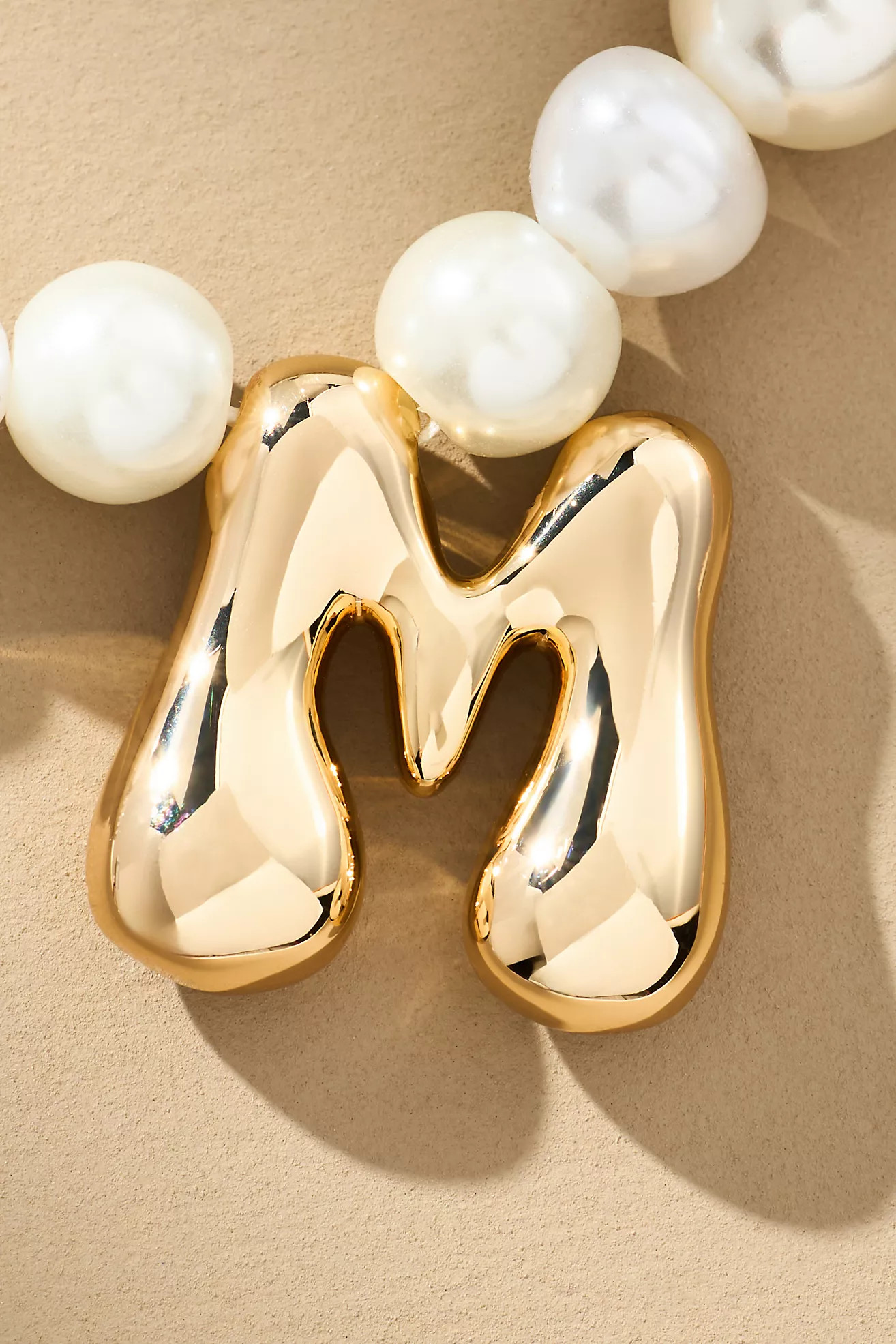 Pearl Bubble Letter Monogram Necklace | Anthropologie (US)
