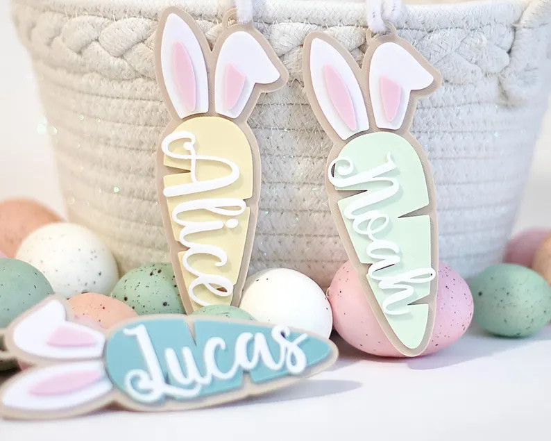 Personalized Carrot Easter Basket Tag: Custom Bunny Name Tag - Etsy | Etsy (US)