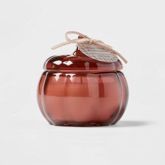 4oz Mini Glass Warm Cider &#38; Cinnamon Pumpkin Candle Brown - Threshold&#8482; | Target