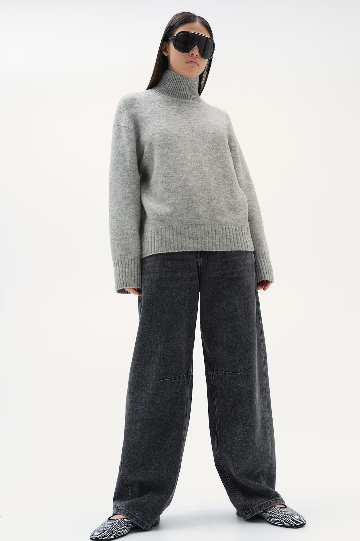 Fine-knit turtleneck jumper - Light grey marl - Ladies | H&M GB | H&M (UK, MY, IN, SG, PH, TW, HK)