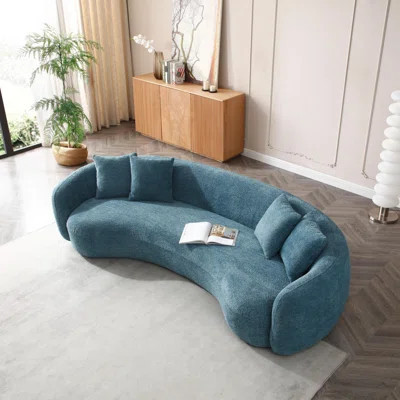 Boucle Sofa Modern Sectional Half Moon Leisure Couch Curved Sofa | Wayfair North America
