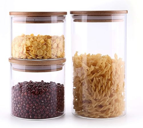 ComSaf 17/20/40oz High Borosilicate Glass Cylinder Airtight Food Storage Container Canister Jar w... | Amazon (CA)