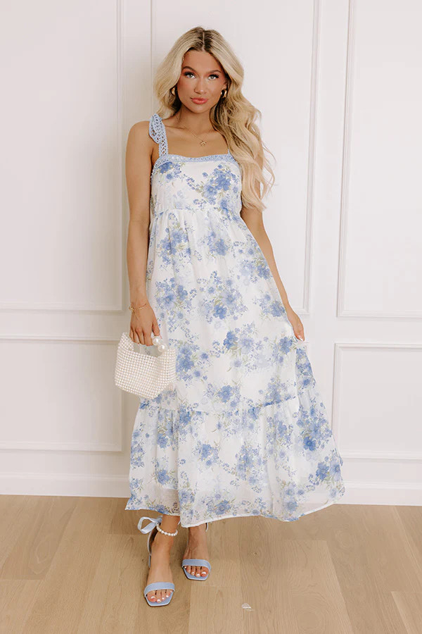 Countryside Estates Floral Maxi Dress in Sky Blue | Impressions Online Boutique