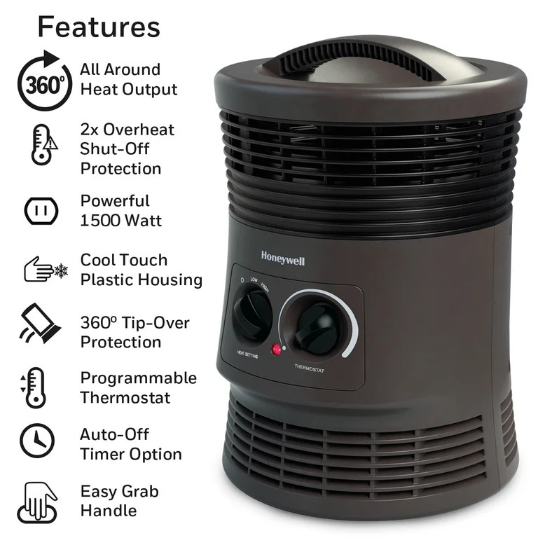 Honeywell 360 Degree Surround Fan Forced Heater, HHF360V, Black | Walmart (US)