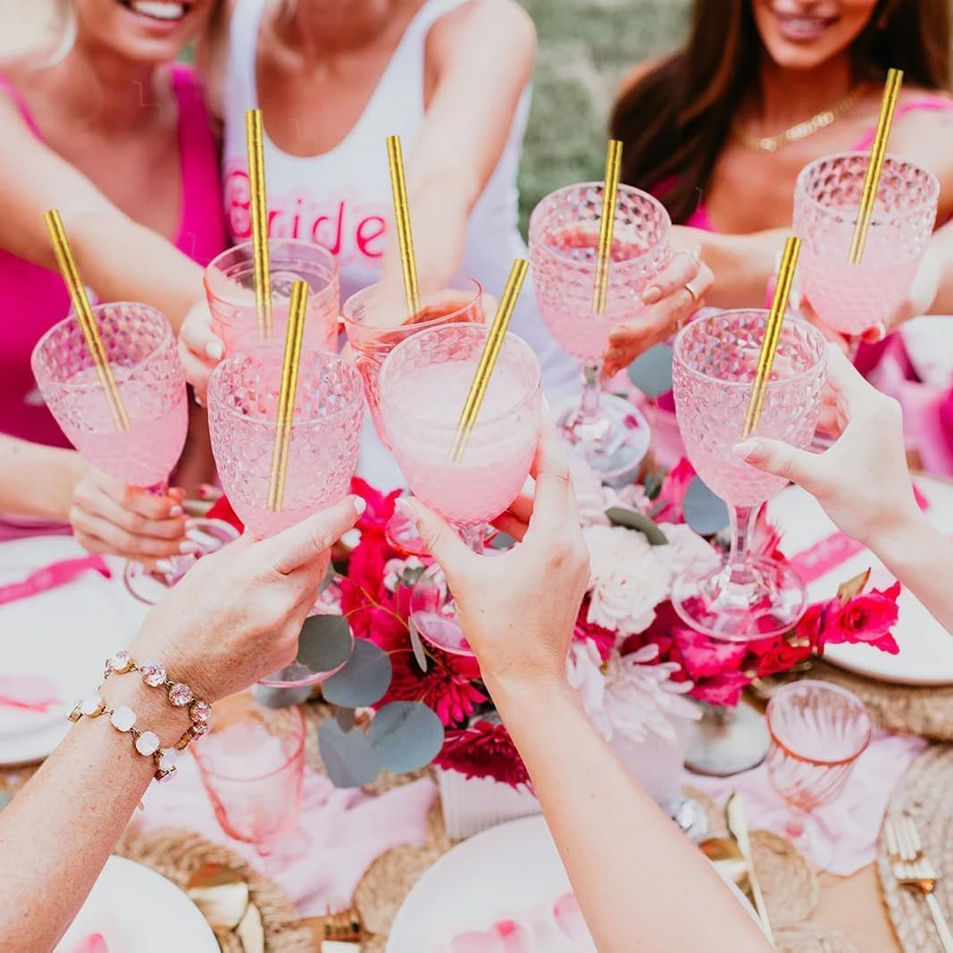 Gold Straws –Disposable Biodegradable Eco Drinking Paper Straws for Bachelorette Parties, Weddings Cocktails Decor, Stylish Party Cake Pop Sticks for Birthday Holiday Anniversary New Year x50 | Amazon (US)