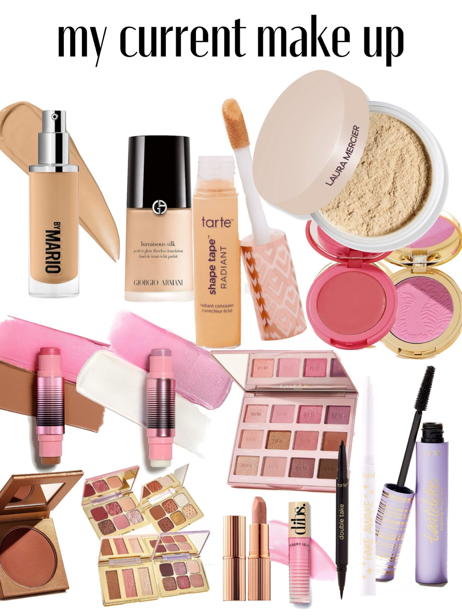 My current make up. For Tarte use code ALY. For dibs use code ALY