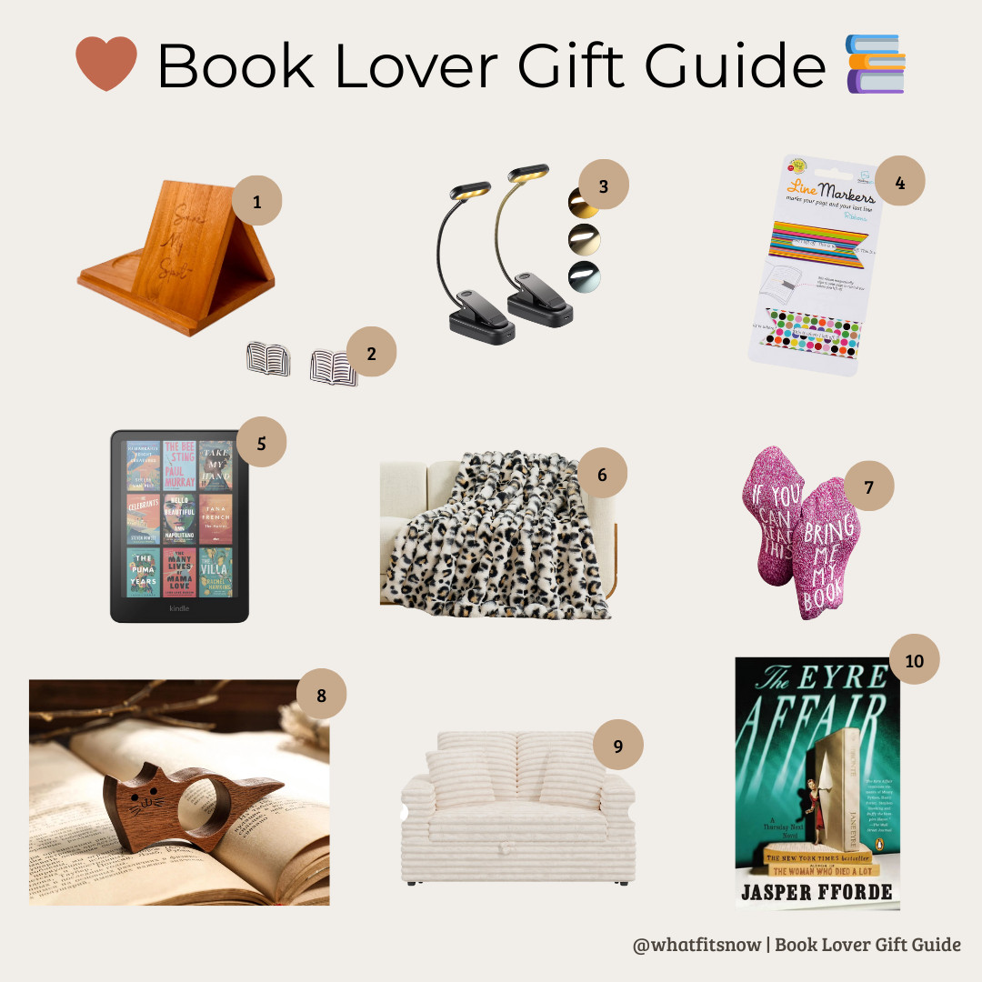  Book Lover Gift Guide 🤎📚
Cozy, aesthetic, practical gift ideas for the reader in your life — or for yourself. A hands-free page holder, a pretty bookmark, a book light, a Kindle, “The Eyre Affair,” a couch-arm tray for your mug, and a soft neutral blanket.

And if you’re creating the ultimate reading nook, the Nido loveseat is the dream upgrade.

Shop the full curated list below 💛

book lover gifts, gifts for readers, reading accessories, cozy book gifts, kindle gift ideas, aesthetic bookmark, page holder, book light, couch arm tray, reading nook ideas, cozy home gifts, bookworm gifts, neutral gift guide, cozy lifestyle finds, teacher gifts, mom gifts, reading accessory ideas, belffin nido loveseat

 

#LTKHoliday #LTKselfcare #LTKGiftGuide