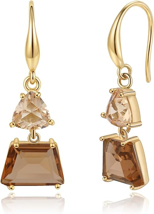 Small Gold Dangle Earrings for Women - Hypoallergenic Birthstone Crystal Dangle Drop Earrings Fas... | Amazon (US)