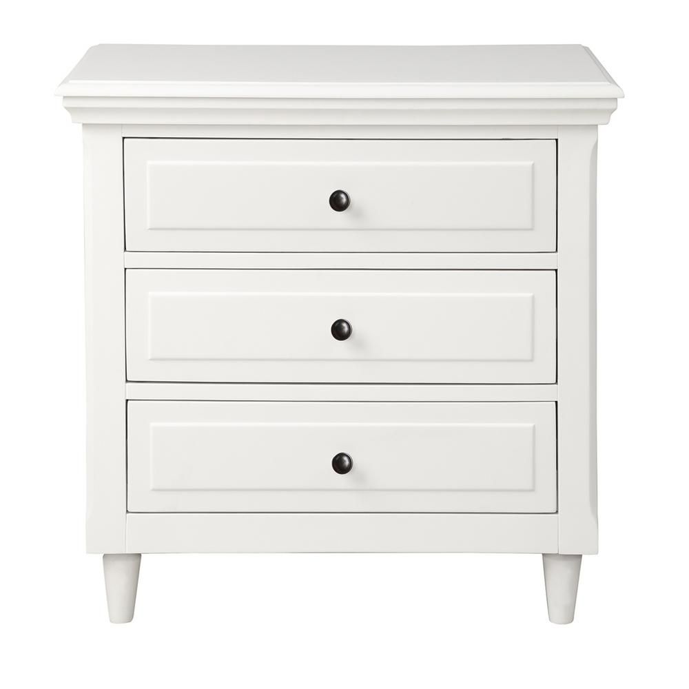 White 3-Drawer Nightstand Storage Top Solid Wood Bed Frame Cabinet | The Home Depot