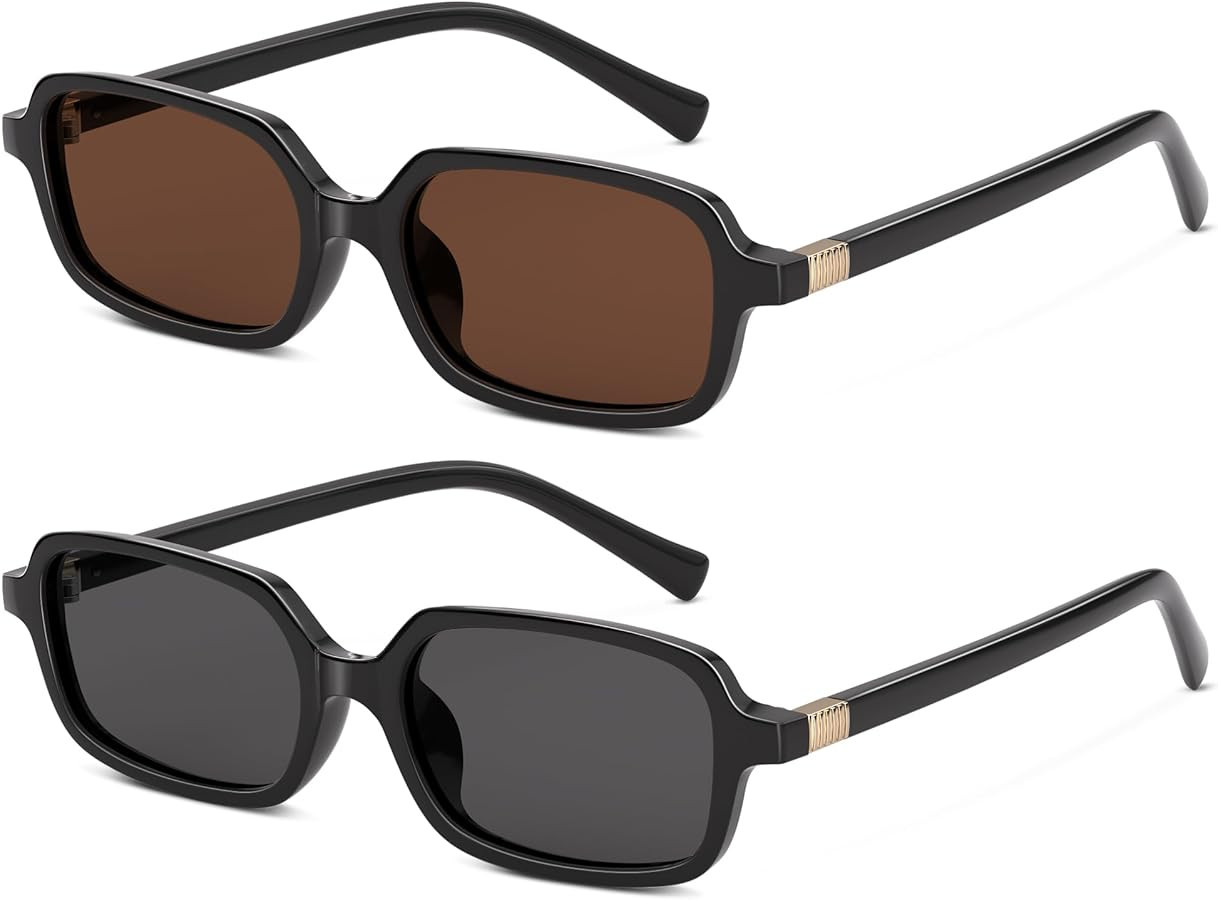 Retro Polarized Sunglasses for Womens - Men Trendy Rectangle Sunglasses Vintage 90S Style Small S... | Amazon (US)