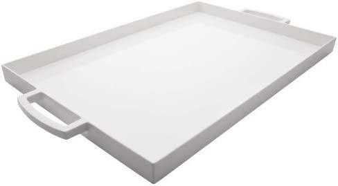 Zak Designs, White Large Rectangle Meeme Melamine Serving Tray, Easy to Hold with Modular Design, Pe | Amazon (US)