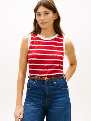 Stripe Cable Knit Sweater Vest | Tommy Hilfiger | Tommy Hilfiger (US)