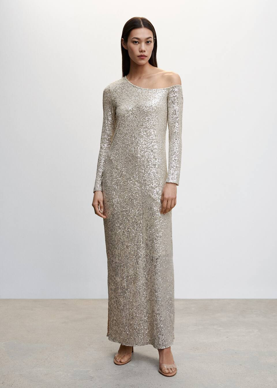 Asymmetric sequin dress -  Women | Mango United Kingdom | MANGO (UK)