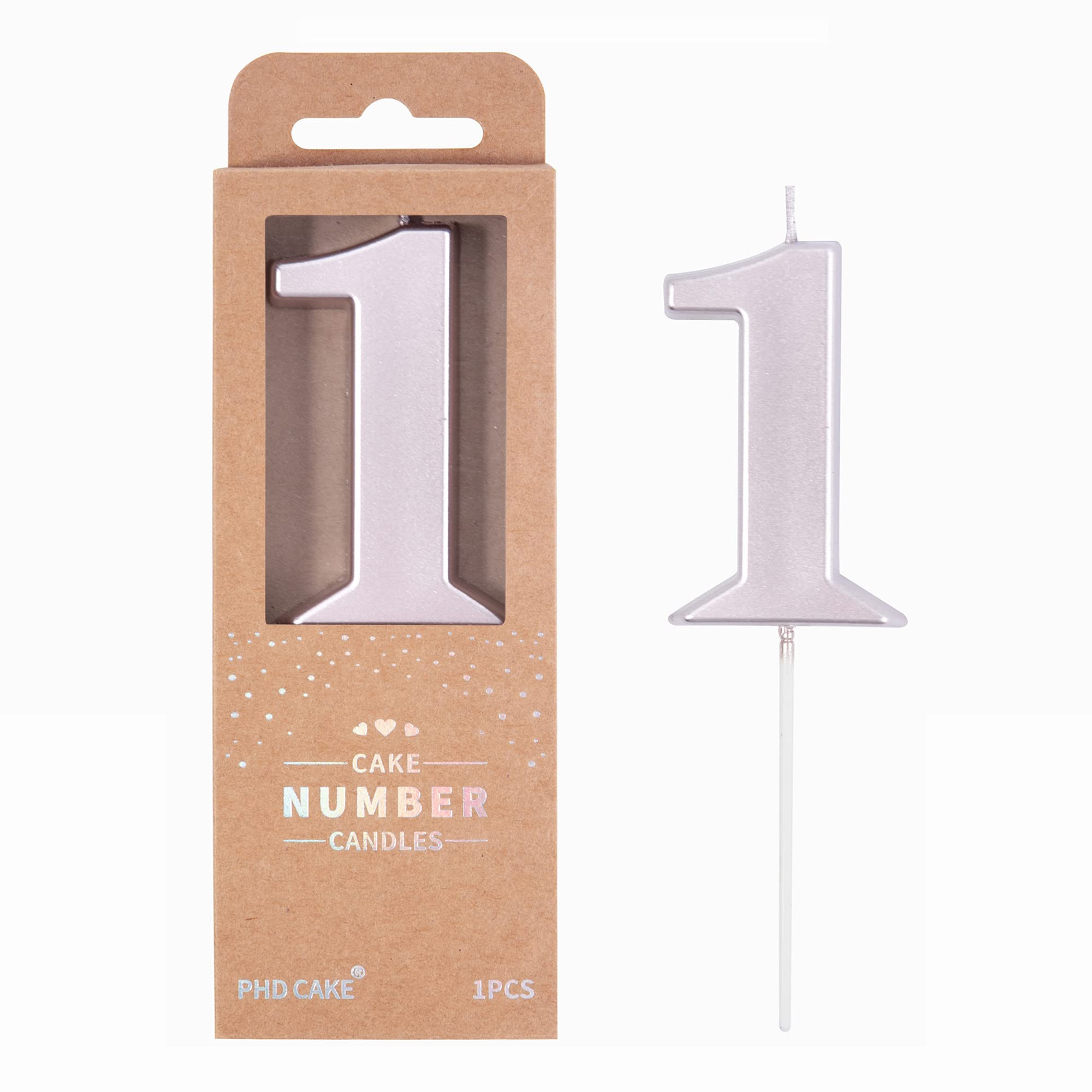 PHD CAKE 2.76 Inch Modern Rose Gold 1 Number Birthday Candles, Rose Gold Number Candles, Cake Num... | Amazon (US)
