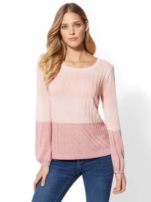 Mixed-Stitch Marled Sweater | New York & Company