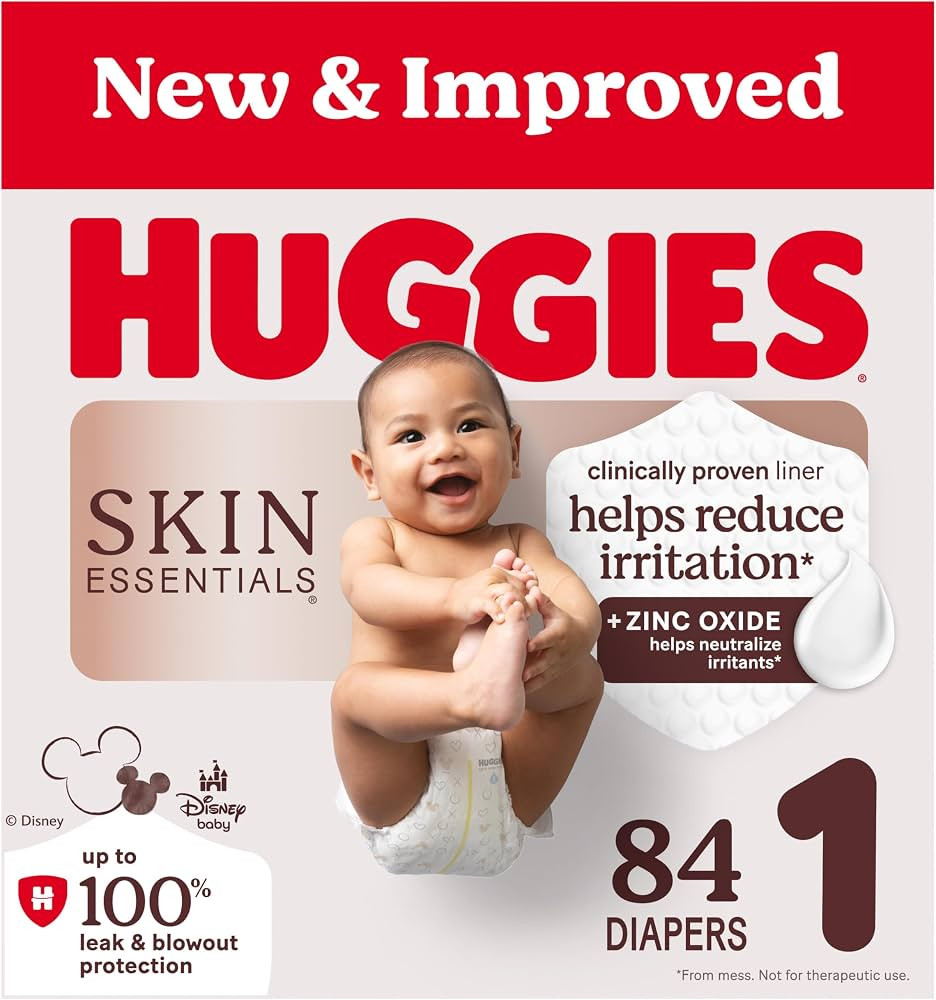 Huggies Size 1 Diapers, Skin Essentials Baby Diapers, Size 1 (8-14 lbs), 84 Count, Packaging May ... | Amazon (US)