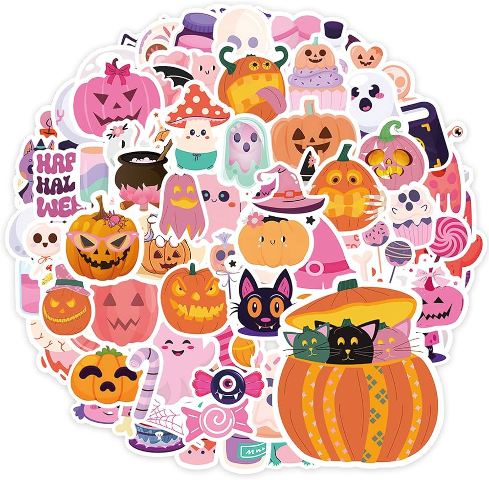 Halloween Stickers for Adult 100Pcs: Waterproof Happy Halloween Pumpkin Stickers Ghost Stickers f... | Amazon (US)