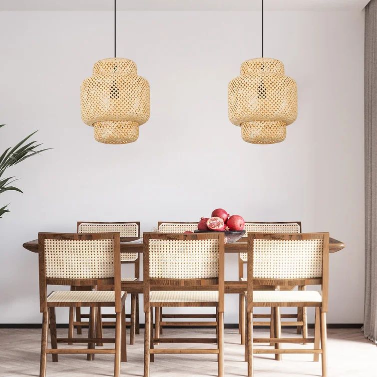 Natural Bamboo Lantern Pendant Light Rattan Hanging Light Rustic Wicker Rattan Chandelier For Far... | Wayfair Professional