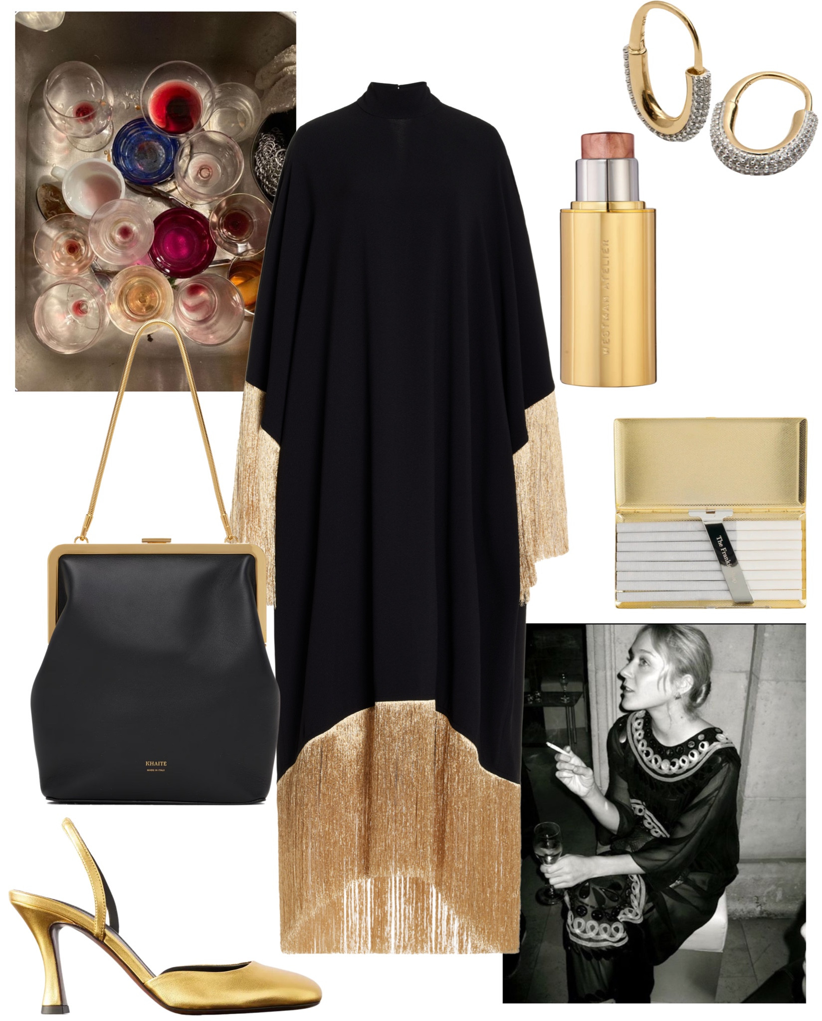 Gold fringed dress | gold shoes | khaite bag | diamond earring 

#LTKstyletip #LTKpartywear #LTKwedding