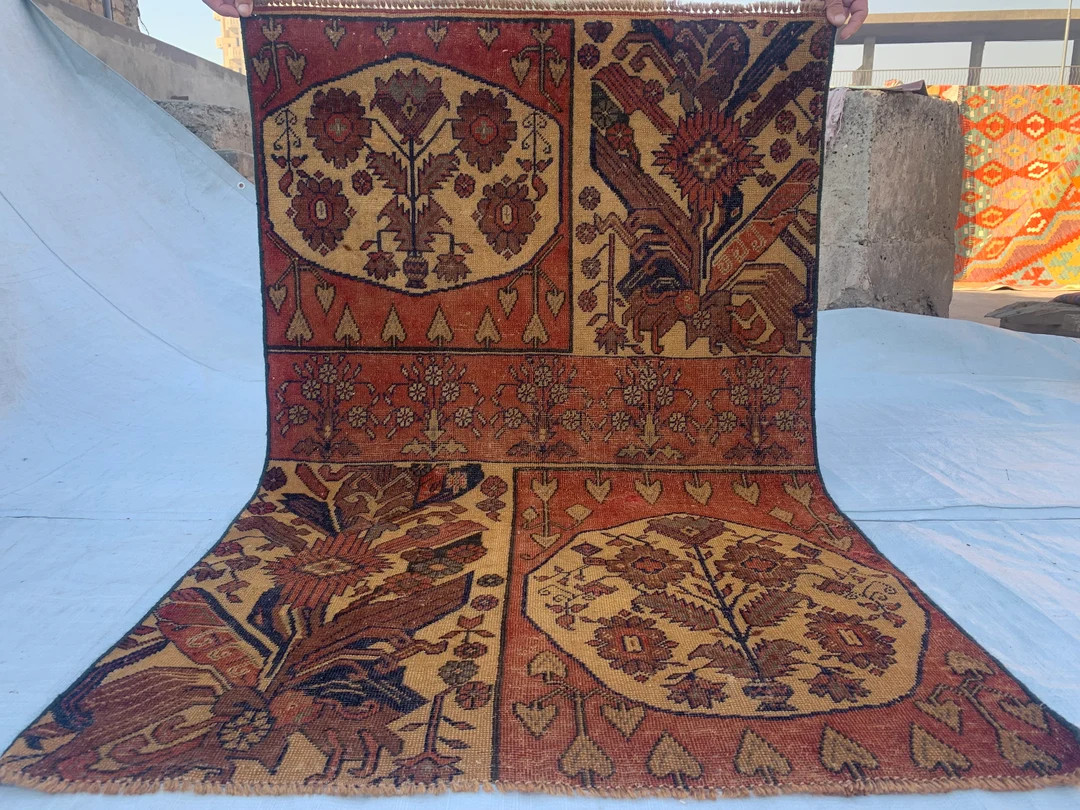 1920s Antique Rug 2'9x4'5 Ft Turkmen Tribal Caucasian Floral Area Rug Afghan Wool Collectors Piec... | Etsy (CAD)